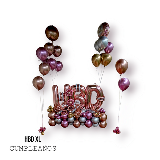 Maxi Bouquet de globos para cumpleaños HBD XL